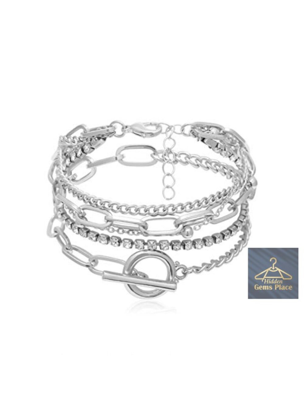 Layered Chunky Chain Link Bracelets Statement Bohemian Adjustable Toggle